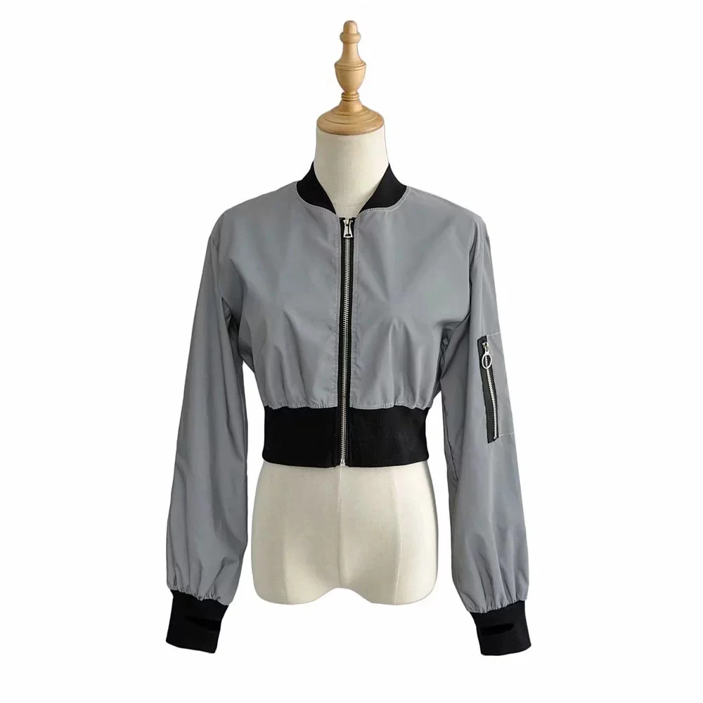 Autumn New 2019 Womens reflective Jacket Coat high waist long sleeved thin gray Bomber Jacket streetwear shining Jacket Outwear
Autumn New 2019 Womens reflective Jacket Coat high waist long sleeved thin gray Bomber Jacket streetwear shining Jacket Outwear