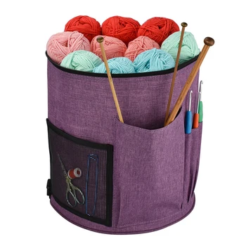 

Yarn Storage Tote Bag Crochet Organizer Needles Holder Thread Dispenser With Shoulder Strap Handles Knitting Accessorie