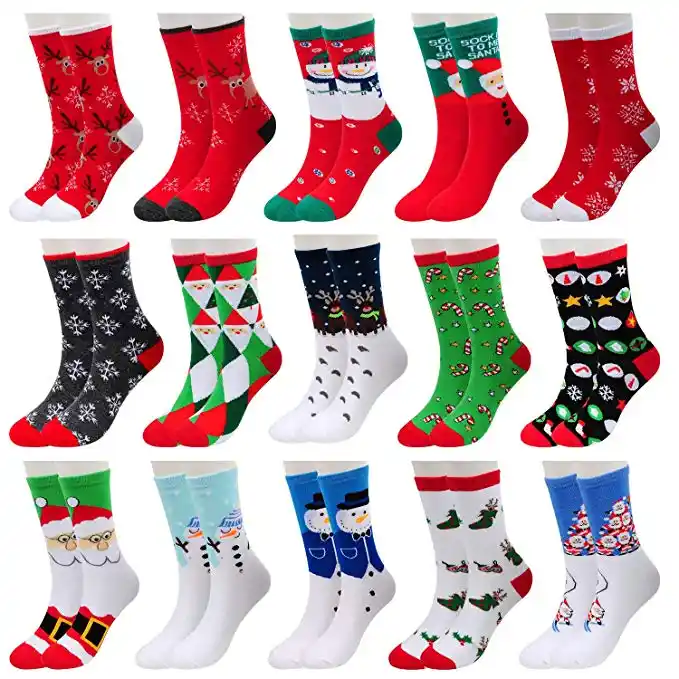 christmas snow elk santa claus new year winter cotton socks