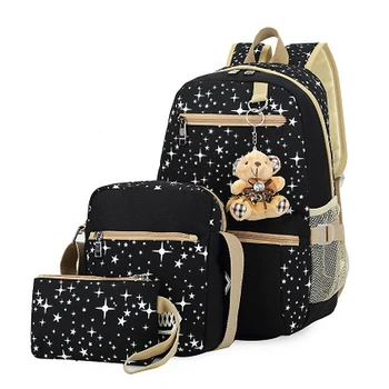 New fashion women backpack High quality canvas backpacks kids school bags for girls mochila Three-piece suit 
New fashion women backpack High quality canvas backpacks kids school bags for girls mochila Three-piece suit