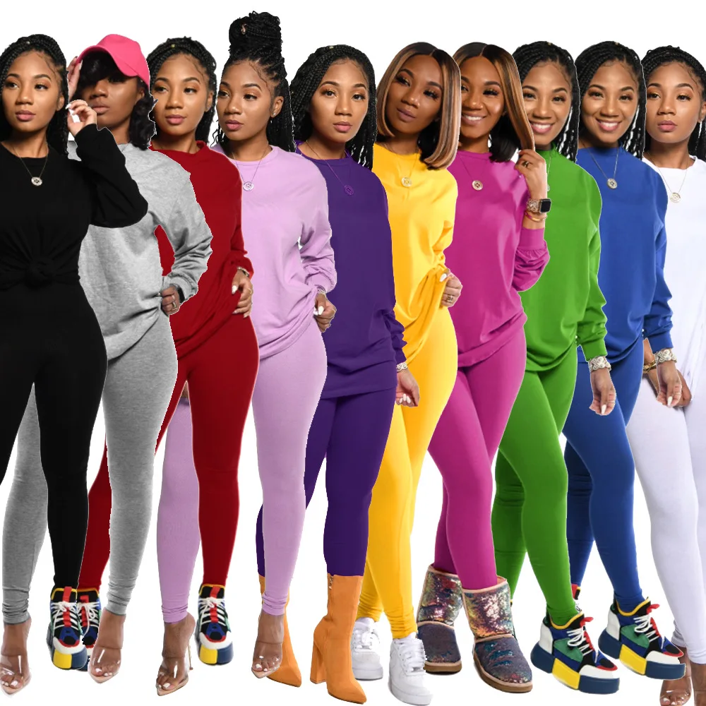 2020 Autumn Women Tracksuit Hot Style Model Solid-color Long Sleeves Tops & Trousers European and American Casual 2 Piece Set
2020 Autumn Women Tracksuit Hot Style Model Solid-color Long Sleeves Tops & Trousers European and American Casual 2 Piece Set