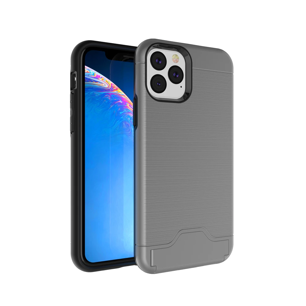 For iPhone 11/ 11 Pro Back Case TPU + PC Hybrid Protective Cover Brushed Shell with Hiding Card Slot Shockproof Anti-Scratch
For iPhone 11/ 11 Pro Back Case TPU + PC Hybrid Protective Cover Brushed Shell with Hiding Card Slot Shockproof Anti-Scratch