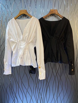 2020 Early Autumn New Women's V-neck Solid Color Decorative Waist Hugging Long Sleeve All-match Shirt 805
2020 Early Autumn New Women's V-neck Solid Color Decorative Waist Hugging Long Sleeve All-match Shirt 805