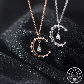 925 Sterling Silver Moon Pendant with Cubic Zircon Stone Rose Gold Color Chain Statement CZ Necklaces Jewelry for Women
925 Sterling Silver Moon Pendant with Cubic Zircon Stone Rose Gold Color Chain Statement CZ Necklaces Jewelry for Women