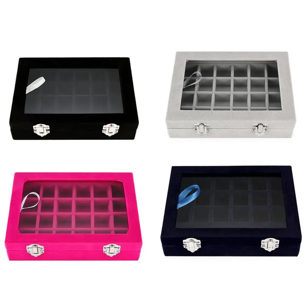 With Transparent Glass Lid 24 Grid Jewelry Tray Showcase Display Storage Box Earrings Rings Organizer
With Transparent Glass Lid 24 Grid Jewelry Tray Showcase Display Storage Box Earrings Rings Organizer