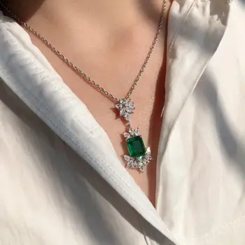 925 Sterling Silver geometric square water drop Pendant elegant crystal flower necklace natural green gem stone wedding jewelry
925 Sterling Silver geometric square water drop Pendant elegant crystal flower necklace natural green gem stone wedding jewelry