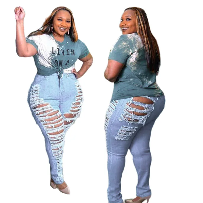 Unique Women Solid Ripped Jeans Big Size Lady Sexy Nightcub Wear High Waist Hollow Out High Resilience Bodycon Denim Pencil Pant
Unique Women Solid Ripped Jeans Big Size Lady Sexy Nightcub Wear High Waist Hollow Out High Resilience Bodycon Denim Pencil Pant