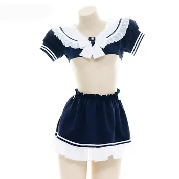 Women Ultra-short Cute Bowknot Sailor Suit Sleepwear Teen Girls Student Lace Pajamas Sexy Private Solid color Nightdress Cosplay
Women Ultra-short Cute Bowknot Sailor Suit Sleepwear Teen Girls Student Lace Pajamas Sexy Private Solid color Nightdress Cosplay