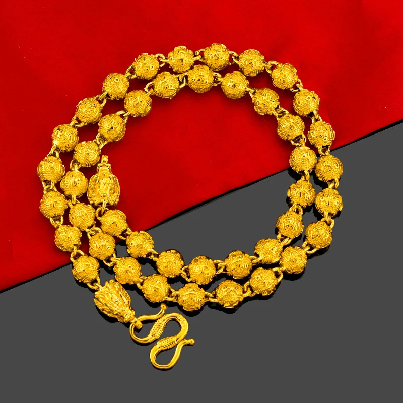 Luxury 24K Yellow Gold Necklace For Men Retro Domineering Frosted Six-character Mantra Leading Necklace Fine Jewelry Gifts
Luxury 24K Yellow Gold Necklace For Men Retro Domineering Frosted Six-character Mantra Leading Necklace Fine Jewelry Gifts