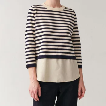 Women's Loose Striped Knit Sweater Buttons O-neck Casual Long Sleeve Knitwear Pull 2020 Spring New
Women's Loose Striped Knit Sweater Buttons O-neck Casual Long Sleeve Knitwear Pull 2020 Spring New