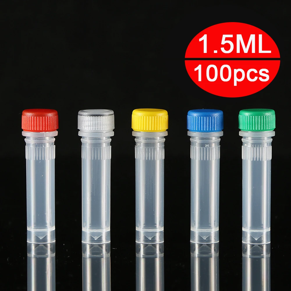 

100pcs , 1.5ml Cryopreservation Tube Laboratory Freezing Tubes Centrifuge Tube Cryo-Tubes For Lab Analysis With Screw Cap