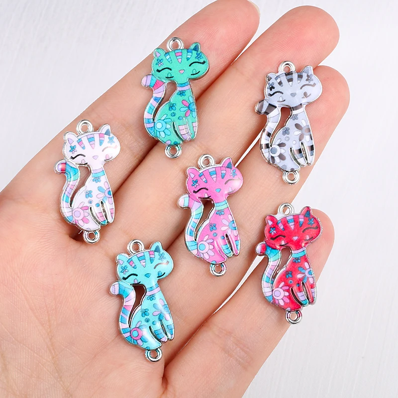 Silver Plated Enamel Colorful Cat Charm Connectors for Jewelry Making Bracelet Necklace Craft DIY Accessories 30x15mm 6pcs
Silver Plated Enamel Colorful Cat Charm Connectors for Jewelry Making Bracelet Necklace Craft DIY Accessories 30x15mm 6pcs
