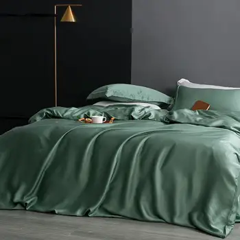 Luxury 100% Satin Silk Bedding Sets Duvet Cover Flat Sheet Twin Full Queen King size 4pcs linen set Solid Green 
Luxury 100% Satin Silk Bedding Sets Duvet Cover Flat Sheet Twin Full Queen King size 4pcs linen set Solid Green