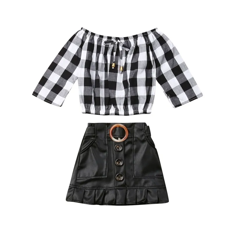 2PCS Kids Child Baby Girl T Shirt Tops + Mini PU Skirt Outfit Clothes Set Sunsuit
2PCS Kids Child Baby Girl T Shirt Tops + Mini PU Skirt Outfit Clothes Set Sunsuit