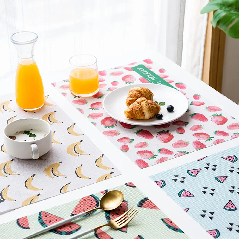 Creative Fruit PVC Placemat Rectangle Dining Table Mat Waterproof Heat Insulation Pads Household Dish Bowl Pad Desktop Decor
Creative Fruit PVC Placemat Rectangle Dining Table Mat Waterproof Heat Insulation Pads Household Dish Bowl Pad Desktop Decor