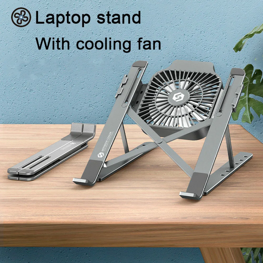 Adjustable Laptop Stand With Cooling Fan Portable Foldable MacBook Stand Aluminum Alloy Notebook Holder For 13-17inch Laptop 
Adjustable Laptop Stand With Cooling Fan Portable Foldable MacBook Stand Aluminum Alloy Notebook Holder For 13-17inch Laptop
