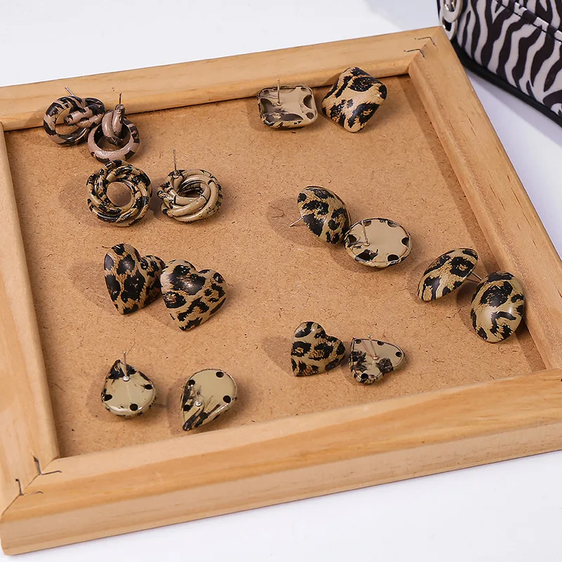 Bilandi-Boucles d'Oreilles Vintage Imprimé Léopard pour Femme, Bijoux en Forme de Cœur, Carré, Rond, Géométrique, Accessoires Fins pour Fille, Nouveau Design 2