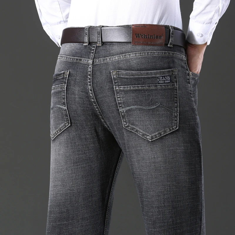 

Classic Advanced Stretch Gray Blue Black Jeans 2023 New Style Business Fashion Denim Slim Fit Jean Trousers Male Brand Pants