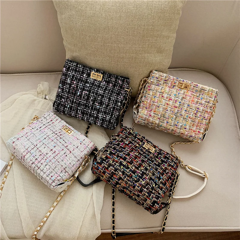 CHIC Autumn And Winter New Style Versitile Fashion Woolen Weaving Bag with Chain Lock Color Crossbody Bag Bags
CHIC Autumn And Winter New Style Versitile Fashion Woolen Weaving Bag with Chain Lock Color Crossbody Bag Bags