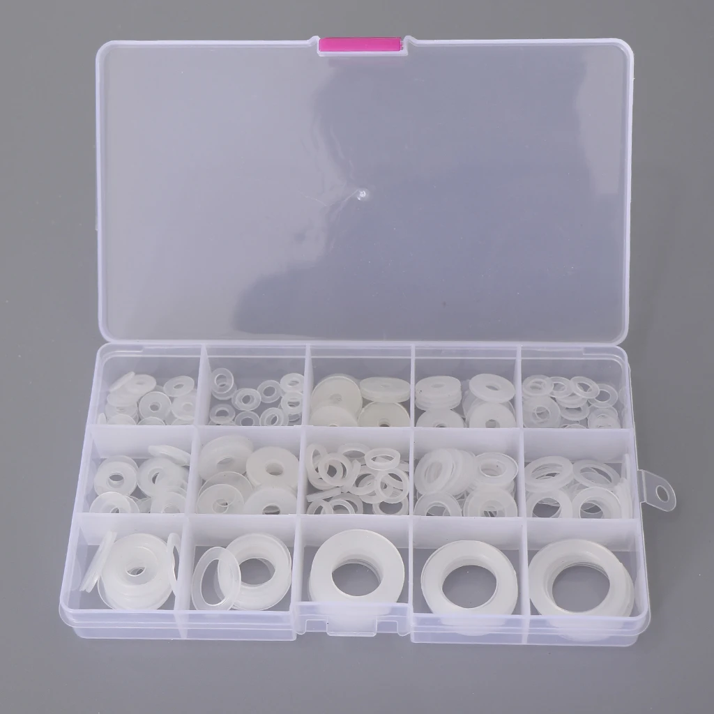250pcs Seal O-ring Set White Nylon Washer Assortment F/Hydraulic Plumbing 250pcs Seal O-ring Set White Nylon Washer Assortment F/Hydraulic Plumbing