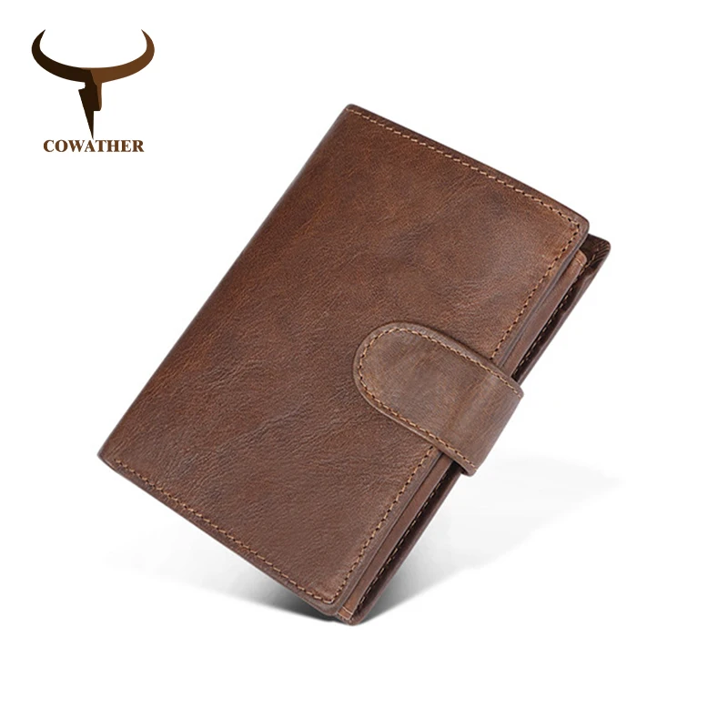 

COWATHER wallet top quality cow leather vintage fashion design purse big capacity card coin holder male wallet free shipping