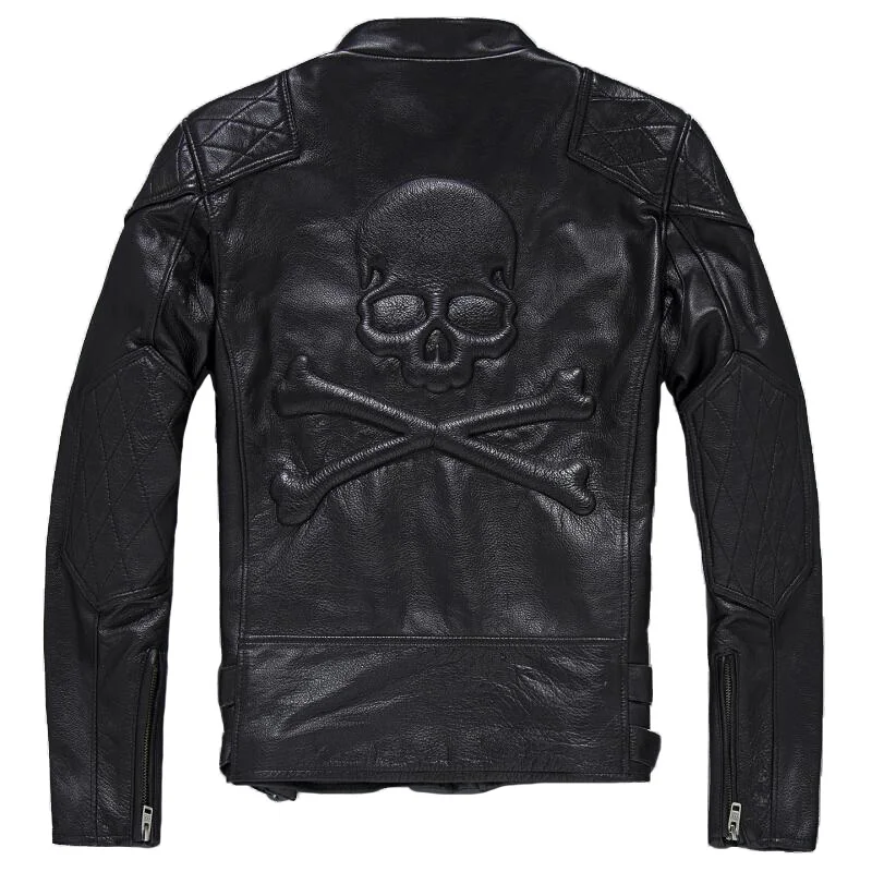 Seveyfan Punk Skull Motorcycle Biker Real Leather Jacket Black Vintage Genuine Cowhide Leather Jacket for Male R3147
Seveyfan Punk Skull Motorcycle Biker Real Leather Jacket Black Vintage Genuine Cowhide Leather Jacket for Male R3147
