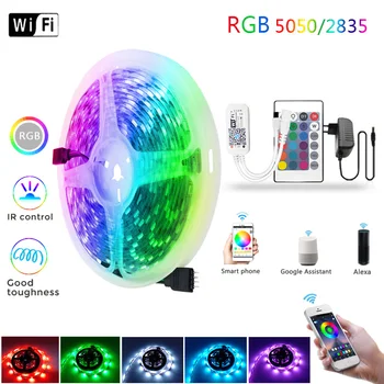 WiFi LED Strip Light RGB 2835 SMD5050 Flexible Ribbon Waterproof RGB LED Light 5M 10M 15M Tape Diode 12V WiFi led light for Room
WiFi LED Strip Light RGB 2835 SMD5050 Flexible Ribbon Waterproof RGB LED Light 5M 10M 15M Tape Diode 12V WiFi led light for Room