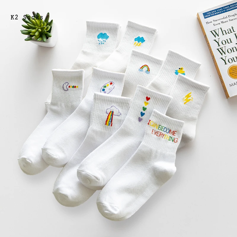 New Simplicity Kawaii White Cloud Long Socks Cotton Harajuku Soft Fashion Ins Cartoon Rainbow Japanese Funny Men and Women Socks
New Simplicity Kawaii White Cloud Long Socks Cotton Harajuku Soft Fashion Ins Cartoon Rainbow Japanese Funny Men and Women Socks