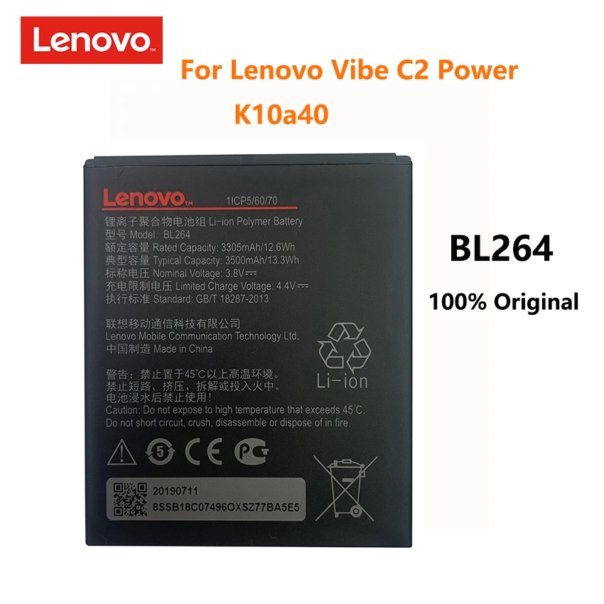 100% Оригинальный аккумулятор BL264 3500 мАч для Lenovo Vibe C2 Power K10a40 K10 a40 S120 161203 мобильный
