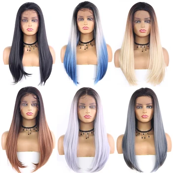 13x4 Synthetic Lace Front Wigs Ombre Brown Long Straight Hair Wigs Heat Resistant Gluless Lace Front Wigs For Black Women SOKU
13x4 Synthetic Lace Front Wigs Ombre Brown Long Straight Hair Wigs Heat Resistant Gluless Lace Front Wigs For Black Women SOKU