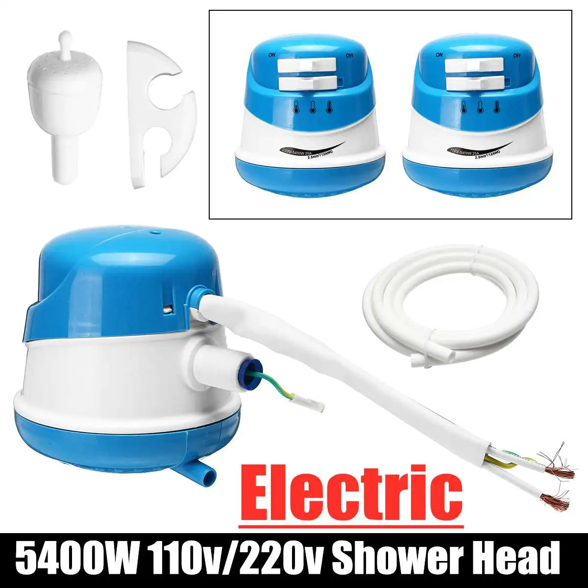 5400W Electric Shower Head 110V Tankless Quick Instant Hot Water Heater Bath US