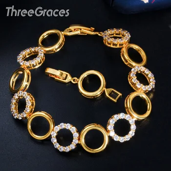 ThreeGraces Adjustable Round Circle Cubic Zirconia Elegant Yellow Gold Dinner Party Tennis Link Bracelets Bangle for Women BR111
ThreeGraces Adjustable Round Circle Cubic Zirconia Elegant Yellow Gold Dinner Party Tennis Link Bracelets Bangle for Women BR111