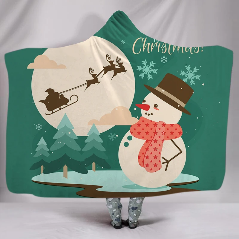 Merry Christams Throw Sherpa Fleece Blanket Snowman Elk Snowflake Pine Print Wearable Hooded Throw Blanket for Winter 150x200cm
Merry Christams Throw Sherpa Fleece Blanket Snowman Elk Snowflake Pine Print Wearable Hooded Throw Blanket for Winter 150x200cm
