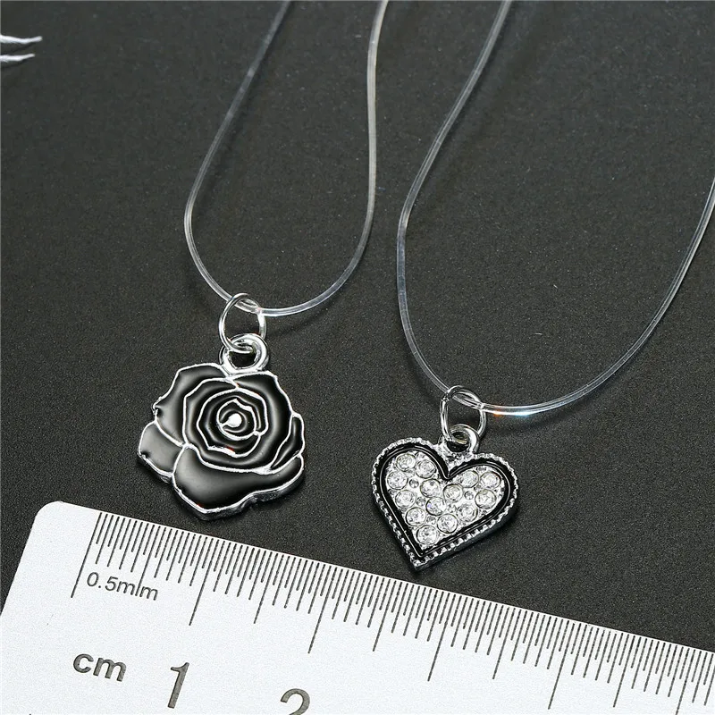 Mermaid Tear Necklaces Water Drop Crystal Choker Necklaces Transparent Fishing Line Invisible Chain Necklaces Collier Wholesale (2)