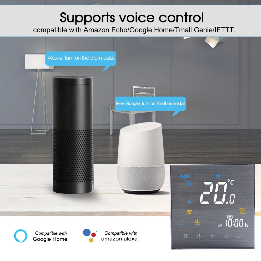Hot Smart Thermostat WiFi Thermostat for Water Heating Floors Gas Boiler Temperature Controller Voice Control with Google Home
Hot Smart Thermostat WiFi Thermostat for Water Heating Floors Gas Boiler Temperature Controller Voice Control with Google Home