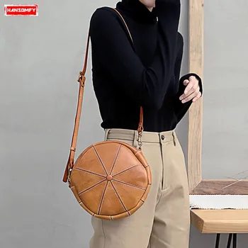Women Handbags Retro Wild Female Fashion Literary Art Round Diagonal Shoulder Messenger Small Bags New Handmade Genuine Leather
Women Handbags Retro Wild Female Fashion Literary Art Round Diagonal Shoulder Messenger Small Bags New Handmade Genuine Leather