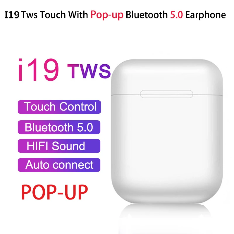 i19 TWS Wireless Earphone Bluetooth 5.0 Touch Control Automatic Pop Up Sport Headset 3D Stereo With Charging Case pk i13 i10 i14
i19 TWS Wireless Earphone Bluetooth 5.0 Touch Control Automatic Pop Up Sport Headset 3D Stereo With Charging Case pk i13 i10 i14