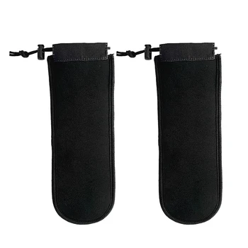 2pcs Soft Practical Foldable Board Head Outdoor Sports SBR Snowboard Protectors Elastic Adjustable Drawstring Black Ski