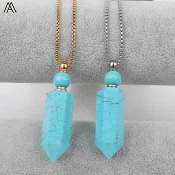 Dyed Blue Natural Turquoises Perfume Bottle Pendant Necklace,Gems Stone Gold Silvery Essential Oil Diffuser Jewelry DSS-228AMCE
Dyed Blue Natural Turquoises Perfume Bottle Pendant Necklace,Gems Stone Gold Silvery Essential Oil Diffuser Jewelry DSS-228AMCE