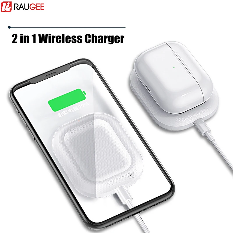 2 in 1 Qi Wireless Charger For Airpods Air Pods Pro 3 Fast Charging Dock for iphone 11 Max X XR XS 8 Plus Stand | Мобильные телефоны