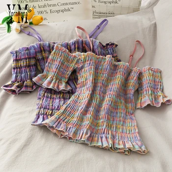 YornMona Rainbow Colorful Print Off Shoulder Women Tops 2020 Summer Slim Stretch Spaghetti Strap Ladies Crop Top Ruched Blouse
YornMona Rainbow Colorful Print Off Shoulder Women Tops 2020 Summer Slim Stretch Spaghetti Strap Ladies Crop Top Ruched Blouse