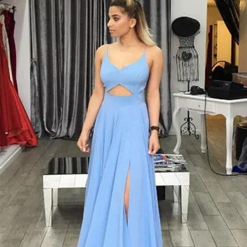 Spaghetti Strap Prom Dresses V-neck Side split Party Dress Corset Floor Length Sweep Train Chiffon Formal Gown Vestidos De Gala
Spaghetti Strap Prom Dresses V-neck Side split Party Dress Corset Floor Length Sweep Train Chiffon Formal Gown Vestidos De Gala