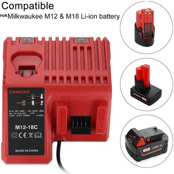 M12 - M18 Li-ion Battery Charger For Milwaukee 14.4V 18V C18C C14 18C 48-11-1815/1828/1840 M18 M14 Series Lithium-ion Battery
M12 - M18 Li-ion Battery Charger For Milwaukee 14.4V 18V C18C C14 18C 48-11-1815/1828/1840 M18 M14 Series Lithium-ion Battery