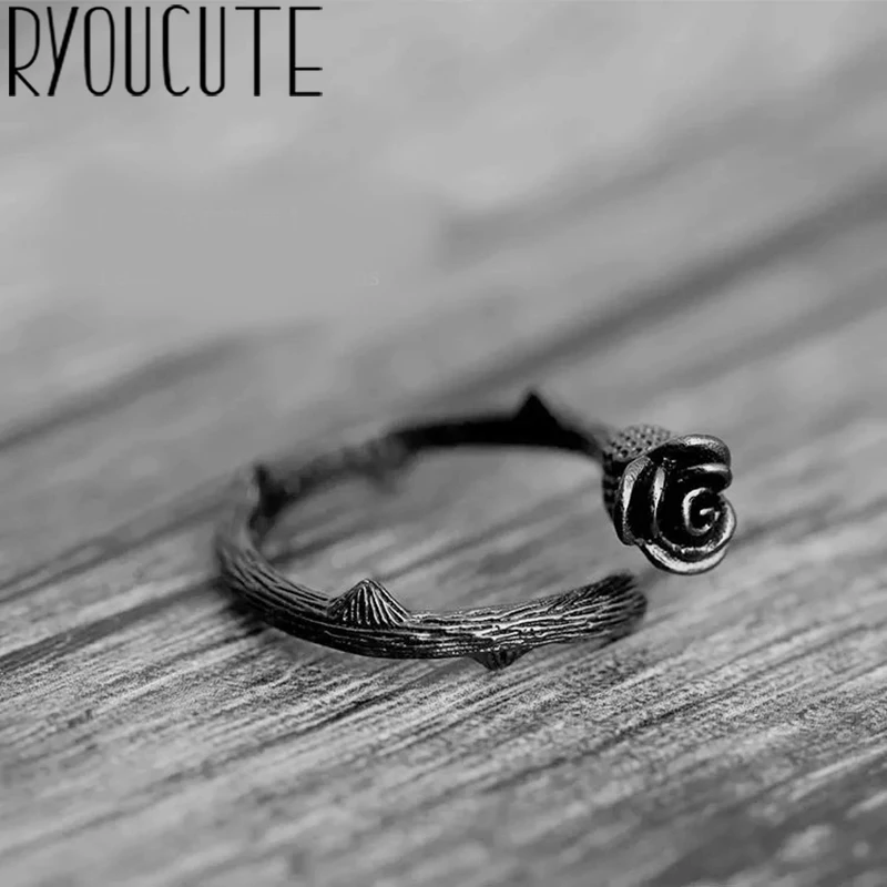 Bohemian Vintage Silver Color Rose Flower Rings for Women Female Engagement Boho Jewelry Christmas Gifts | Украшения и аксессуары