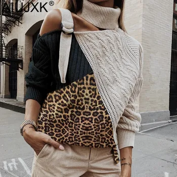 AIUJXK Leopard Patchwork Turtleneck Sweater Women Sexy Off Shoulder Color Block Knitted Sweaters Winter Long Sleeve Pullover Top
AIUJXK Leopard Patchwork Turtleneck Sweater Women Sexy Off Shoulder Color Block Knitted Sweaters Winter Long Sleeve Pullover Top