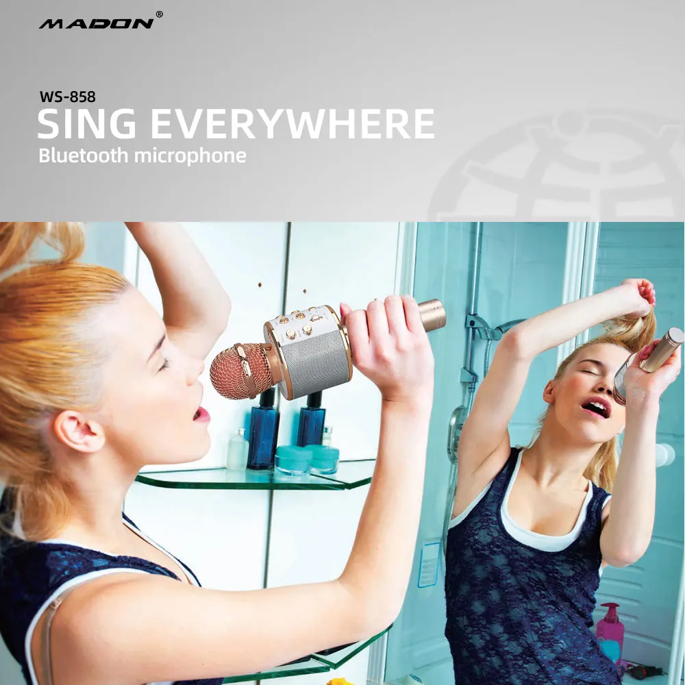 Fast-Delivery WS858 Karaoke Microphone Wireless Speaker Recording Youtube Bluetooth Microphone For Smartphone Kids Fast-Delivery WS858 Karaoke Microphone Wireless Speaker Recording Youtube Bluetooth Microphone For Smartphone Kids