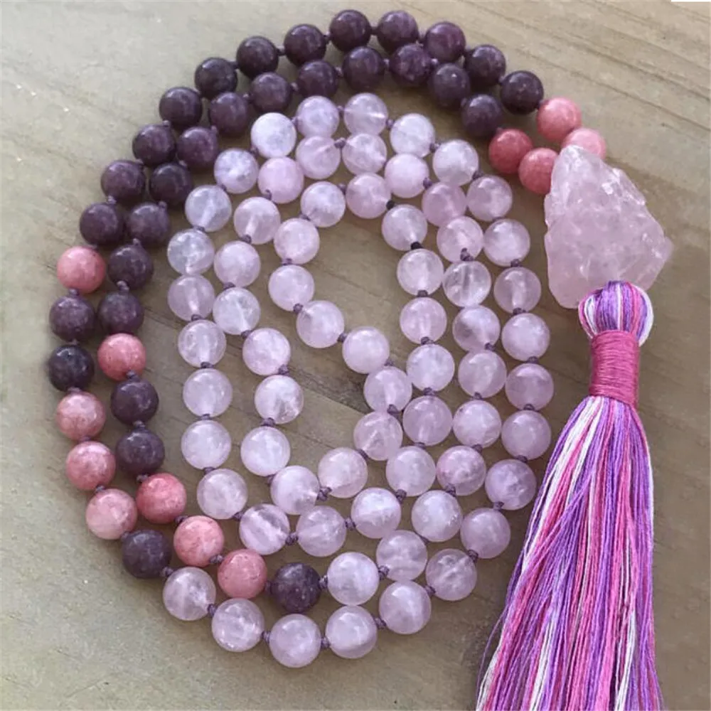 Handmade 8mm Natural Purple Mica Pink Crystal 108 Beads Necklace Crystal Pendant Knotted Yoga Healing Reiki Tassel Mala Dropship
Handmade 8mm Natural Purple Mica Pink Crystal 108 Beads Necklace Crystal Pendant Knotted Yoga Healing Reiki Tassel Mala Dropship