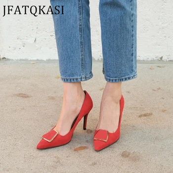 Women Pumps Summer Pointed Suede Thin Heel Colorful Female High Heels Fashion Brand Ladies Work Shoes Plus Size 2020 New Style
Women Pumps Summer Pointed Suede Thin Heel Colorful Female High Heels Fashion Brand Ladies Work Shoes Plus Size 2020 New Style