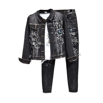 Women's Sequined Flower Embroidery Denim Jacket + Stretch Pants Suits 2019 New Female Casual Two Piece Sets For Woman L2946
Women's Sequined Flower Embroidery Denim Jacket + Stretch Pants Suits 2019 New Female Casual Two Piece Sets For Woman L2946