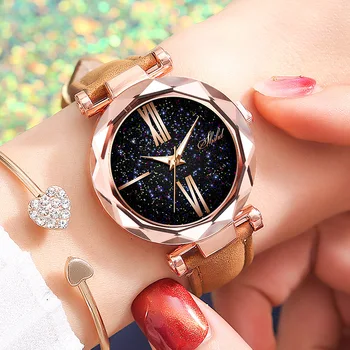 Women Quartz Watches Starry Sky Dial Clock Leather Minimalist Designer Women's Bracelet Wrist Watches
Women Quartz Watches Starry Sky Dial Clock Leather Minimalist Designer Women's Bracelet Wrist Watches